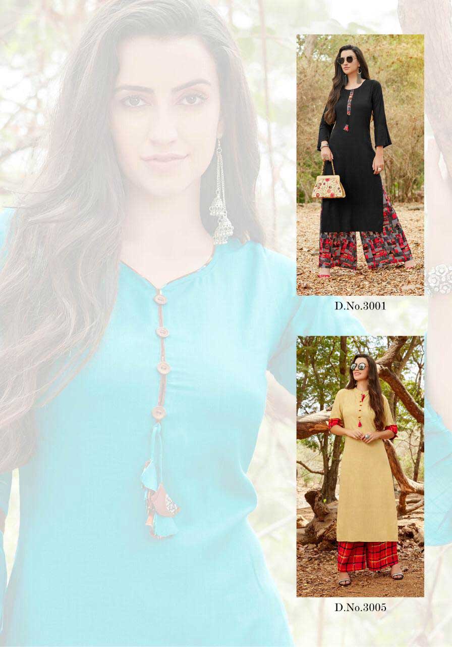 Zurri Vol-3 Parra Studio Rayon Palazzo Wholesale Kurti Zurri Vol-3 Parra Studio Rayon Palazzo Wholesale Kurti